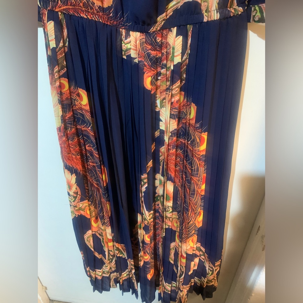 Harin Cheawon Navy and Orange Midi Dress Size XS - Picture 4 of 6